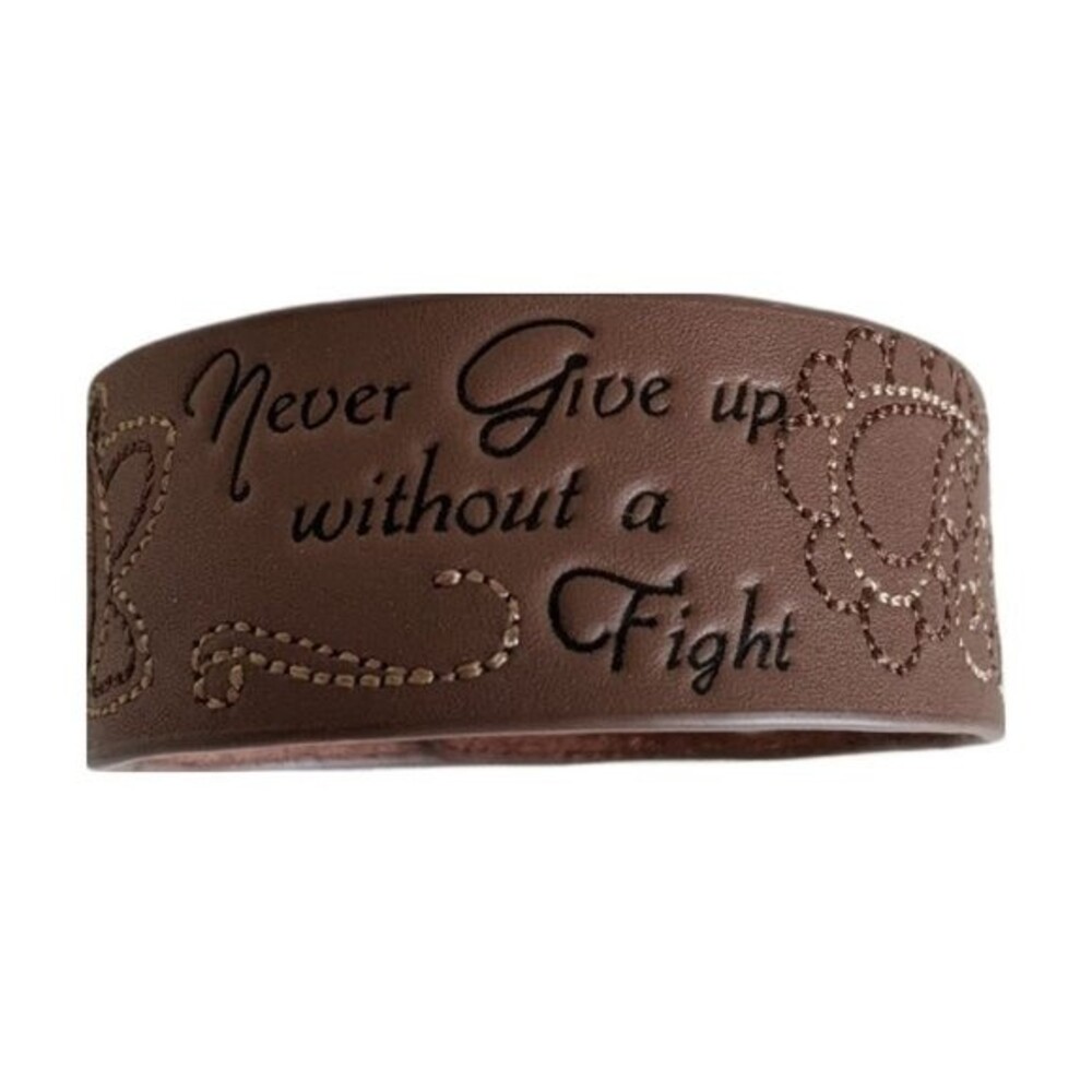 Layla Never Give Up Leather Bracelet Brown 7" / 8" NIP NEW IN PACKAGE